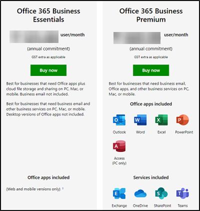 Compare Office 365 Plans – Business Vs Business Essentials Vs Business ...