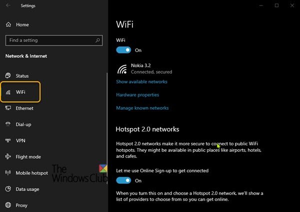 wifi settings disappeared windows 10