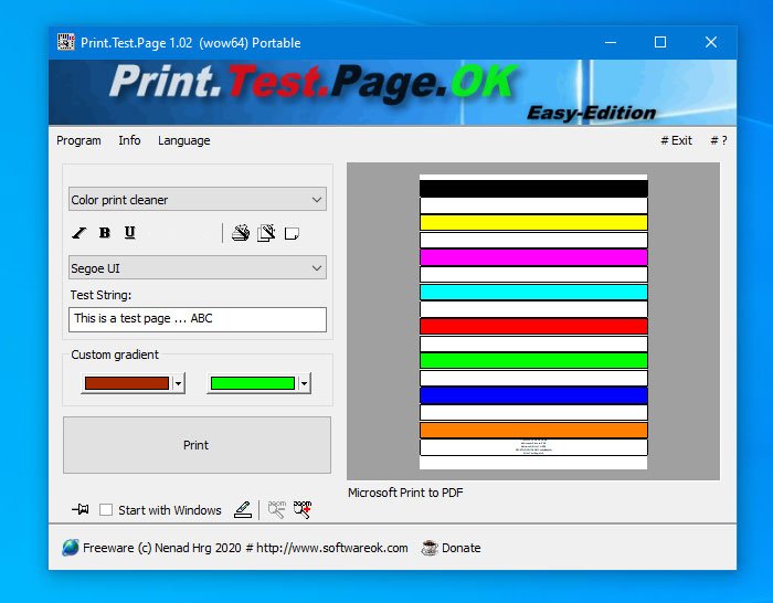 print test page windows 10