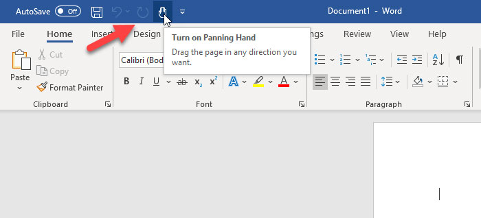 How to enable and use Panning Hand in Microsoft Office apps