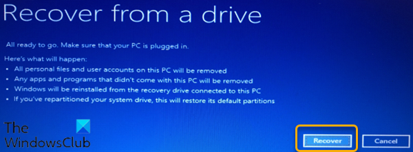 windows 10 recovery usb download for another pc