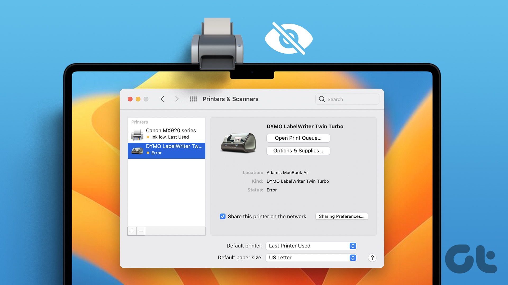 printer not showing up windows 10